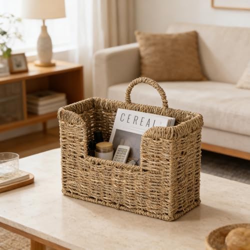 Hanging Magazine Basket, Woven Wall Magazine Holder Organizer - Image 4