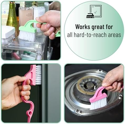 Slick- Window Track Cleaning Brush, 4 Pack, Colorful Ergonomic Handle, Built-in - Image 6