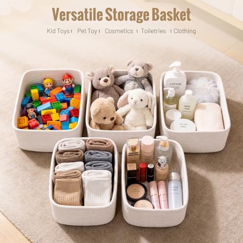 5 Pack Small Woven Storage Baskets - Image 4