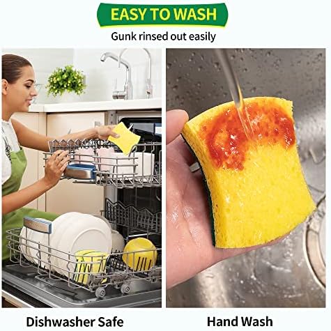 Heavy Duty Sponges, 12 Pack Cellulose Scrub Sponge, Dual-Sided Kitchen Sponge - Image 5