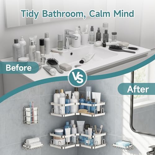 Veken Large Capacity Corner Shower Caddy 6-Pack, Advanced Rustproof Design - Image 6