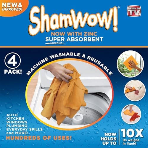 ShamWow Shammy Cloth 4-Pack, Super Absorbent Chamois Towel - Image 3