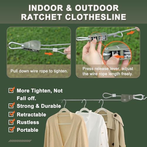 Vigorport Outdoor Retractable Clothesline, Portable Travel Clothes Line - Image 2