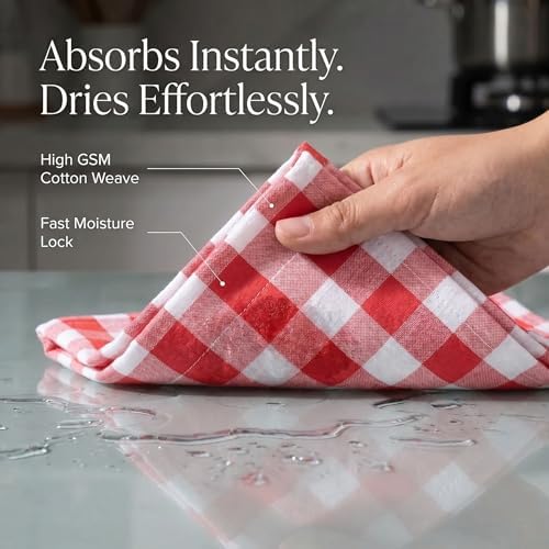 Urban Villa Kitchen Towels Cotton Dish Towels 20”x30” Red - Image 2
