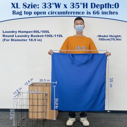 Thick Laundry Bag 33"Wx 35"H, Extra Large Heavy Duty Hamper Liner, XL Blue - Image 3