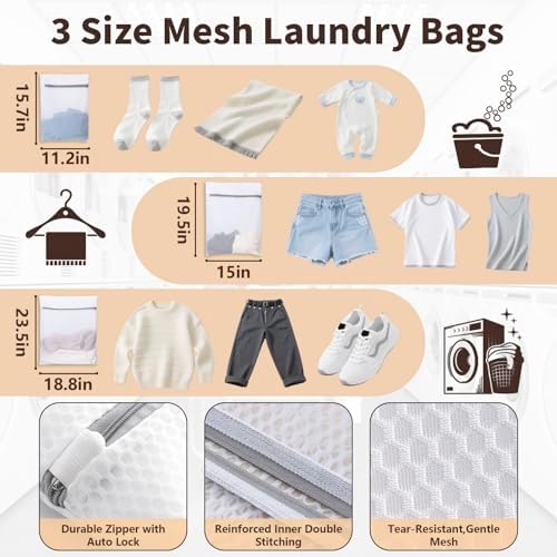 150L Laundry Bag Backpack with 3 Sizes Mesh Wash Bags and Shoulder Straps - Image 3