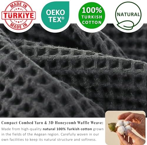 PÜSKÜL Natural 100% Turkish Cotton Waffle Bath Towels Set of 2, Extra-Large - Image 3