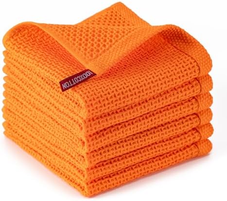 Kitchen Towels 6-Pack Kitchen Dish Cloths, 100% Cotton, 12x12 In by BOOMIBOO