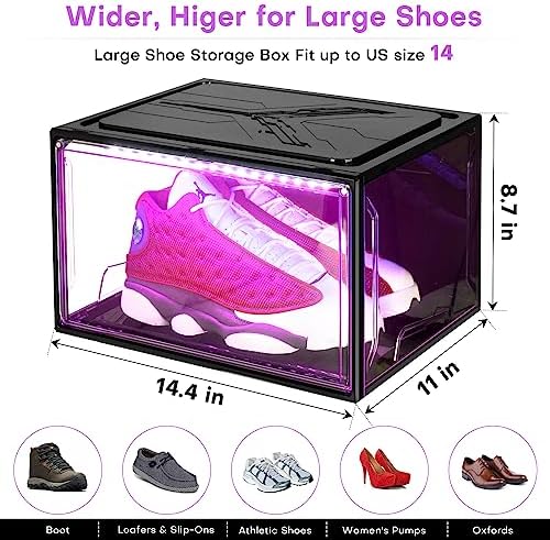 Oltraman LED Smart Shoe Boxes Display Case, Stackable Storage Organizers - Image 4