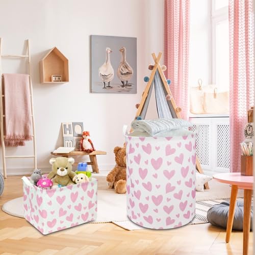 NTAOHAMPER Pink Heart Laundry Hamper, Laundry Basket, Girls Nursery Hamper - Image 2