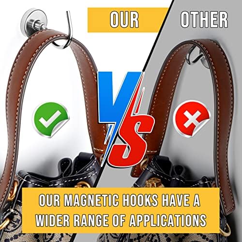 6 Pack Magnetic Hooks Large Opening, 60LBS Neodymium Magnet Hooks - Image 3