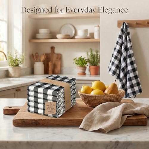 Urban Villa Kitchen Towels Cotton Dish Towels 20”x30” Black Wht - Image 5