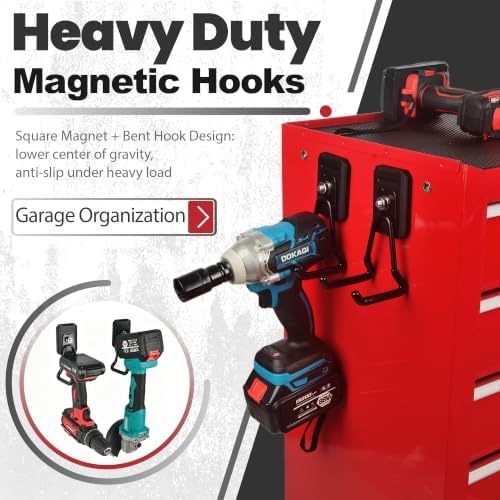 Heavy Duty Magnetic Garage Hooks, 4 Pack Rubber Coated Strong Magnet Hooks - Image 3