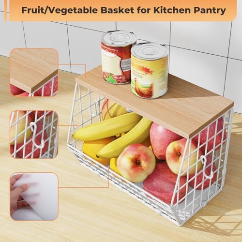 White Fruit Bowl Wire Basket Storage Pantry Fruit and Vegetable Storage Fruit - Image 3