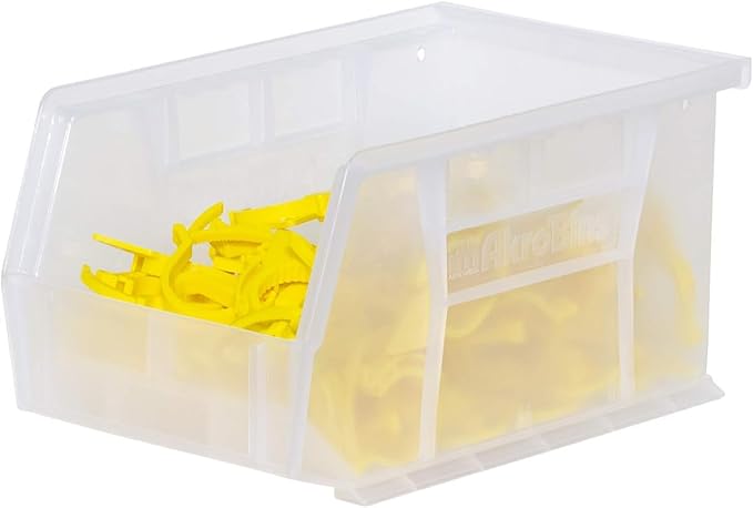 Akro-Mils 30237 AkroBins Plastic Storage Bins, Space-Saving Stackable Bins for Garage, Pantry, Craft Organization, 9-Inch x 6-Inch x 5-Inch, Stone, 12-Pack