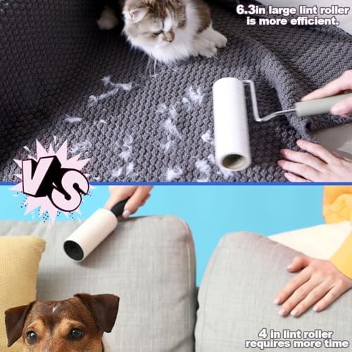Extra Sticky Large Surface Lint Roller, 6.3'' Giant Lint Roller Refills - Image 3