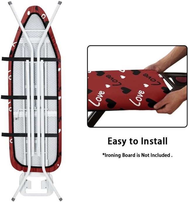 Love Heart Ironing Board Cover Black Red Retro 54x15 inches Applicable Standard - Image 5