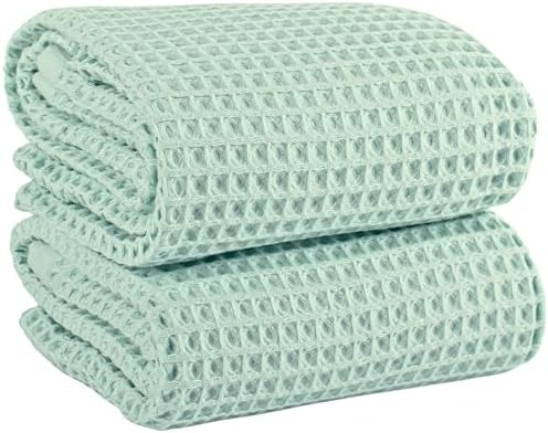 PÜSKÜL Natural 100% Turkish Cotton Waffle Bath Towels Set of 2, Extra-Large by P%C3%BCsk%C3%BClTextile