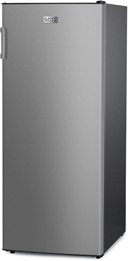 BLACK+DECKER 10 Cu. Ft. Upright Freezer, Stand Up Freezer with Mechanical Temperature Control, Freezer with 3 Shelves and 4 Door Bins, Manual Defrost, R600a Refrigerant, BUF1000LS,Stainless Steel Look