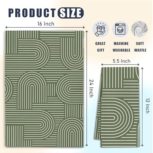 Abstract Boho Sage Green Kitchen Towels, Minimalist Contemporary Dish Tea Towels - Image 6