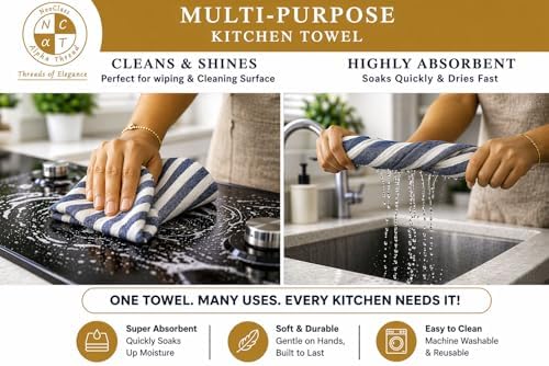 Pack of 6 Cotton Kitchen Towels Set, Dish Towels, Cleaning Rags, Kitchen Dish - Image 7