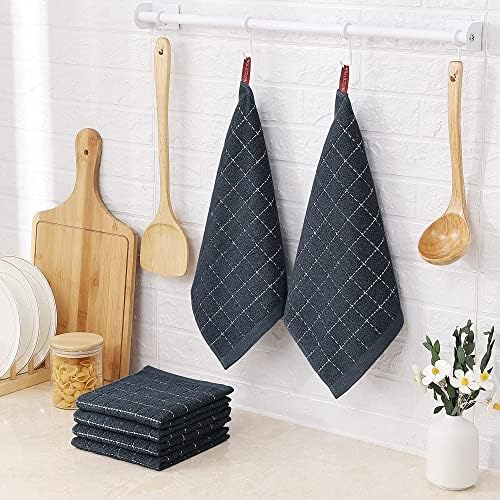 Homaxy 100% Cotton Terry Kitchen Dish Cloths, 8 Pack, Dark Grey - Image 6