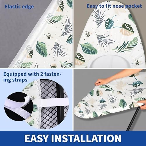 Ironing Board Cover and Pad, Thick Scorch Resistant Padding Green Leaves Print - Image 3