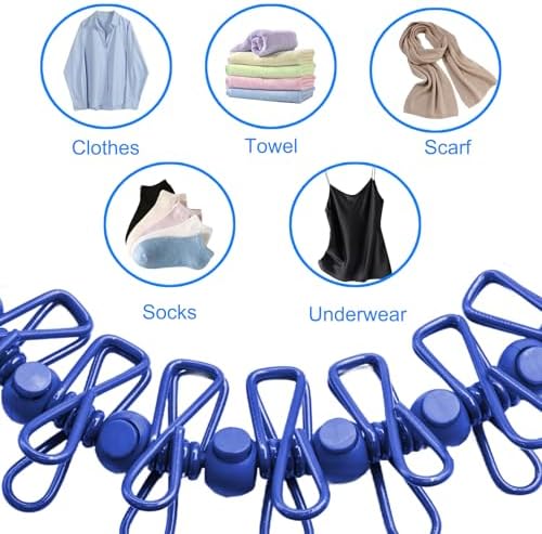 2 Pack Camping Clothesline Portable 12 Clothespins, Dark Blue - Image 4
