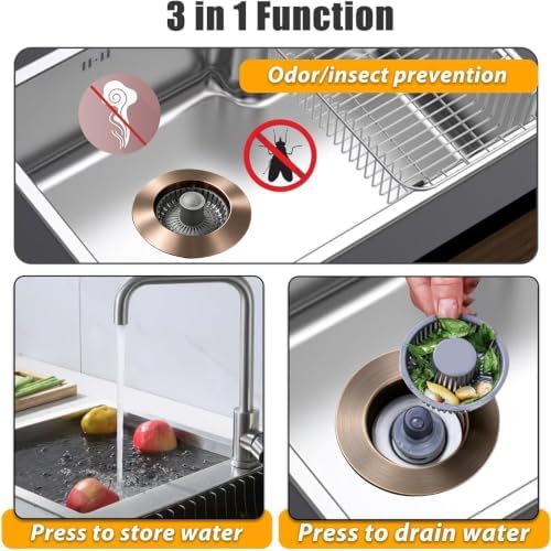 Anlige Kitchen Sink Drain Strainer, 3 in 1 Pop Up Kitchen Sink Stopper - Image 3