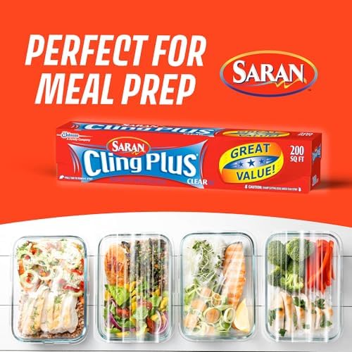 Saran Cling Plus Clear Plastic Wrap, Food Storage, Easy Dispense, 200 Sq Ft Roll - Image 3