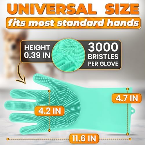Cat and Dog Washing Gloves, 1 Pair, 11.6 in - Image 2