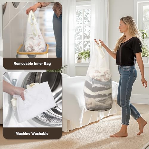 Bathola Laundry Hamper with Lid, Laundry Basket with Removable Bag - Image 5