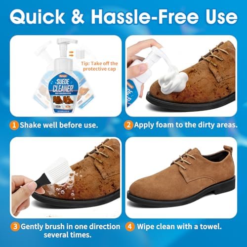 Suede Shoe Cleaner, Suede & Nubuck Cleaner Removes Dirt and Stains, No-Rinse - Image 6