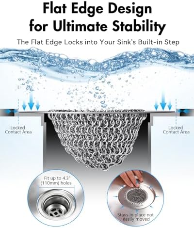 WOKDADA Reversible Kitchen Sink Drain Strainer, Anti-Clog Flat Edge Design - Image 4