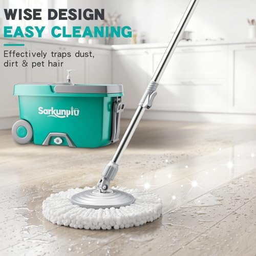 Spin Mop and Bucket Set with 6 Microfiber Heads - Image 3