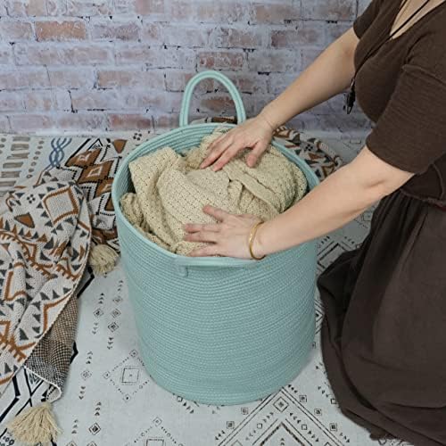 XUANGUO Cotton Rope Laundry Basket Hamper - Image 3
