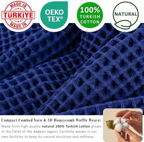 PÜSKÜL Natural 100% Turkish Cotton Waffle Hand and Kitchen Towels Set of 3 - Image 3