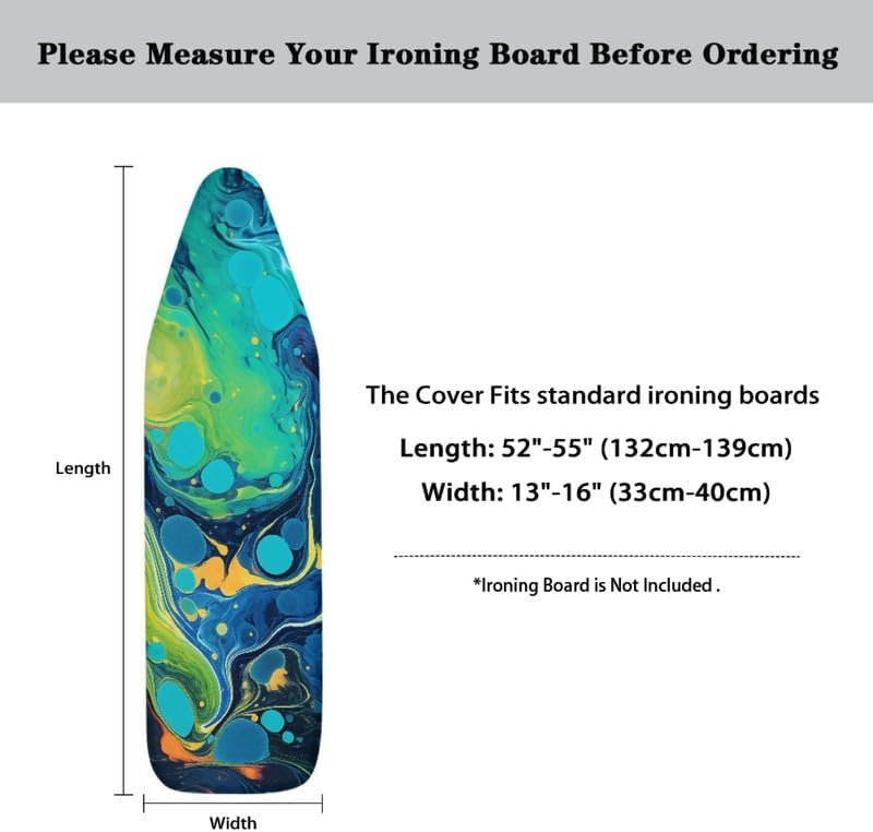 Turquoise Marble Fluid Steam Ironing Board Cover Green Blue Watercolor Splash - Image 6