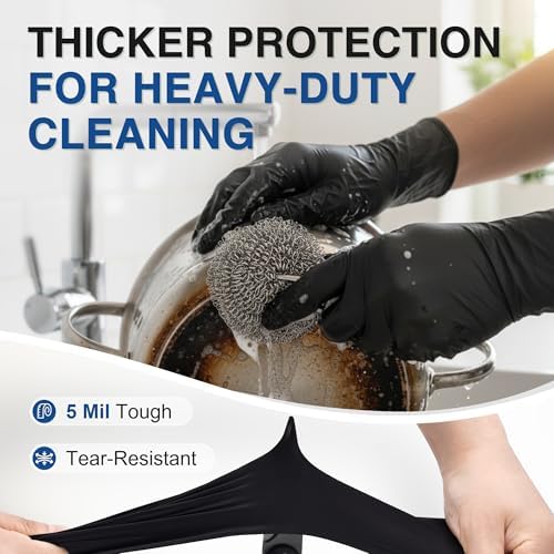 Schneider Black Nitrile Gloves, Gloves Disposable Latex Free, Powder Free - Image 3