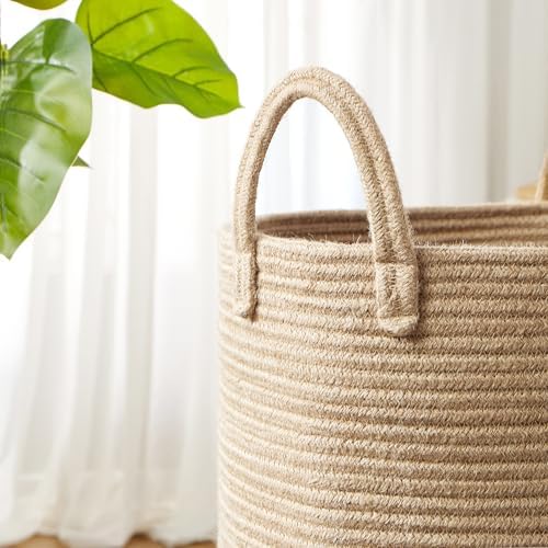 80L Extra Large Jute Woven Rope Laundry Basket Tall Wicker Hamper - Image 4