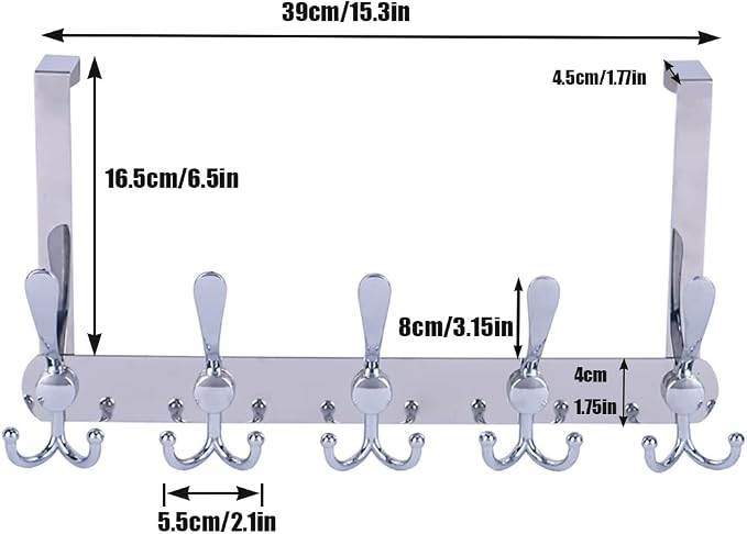 Over The Door Hooks, Coat Rack for Hanging Clothes Hat Towel - Image 2