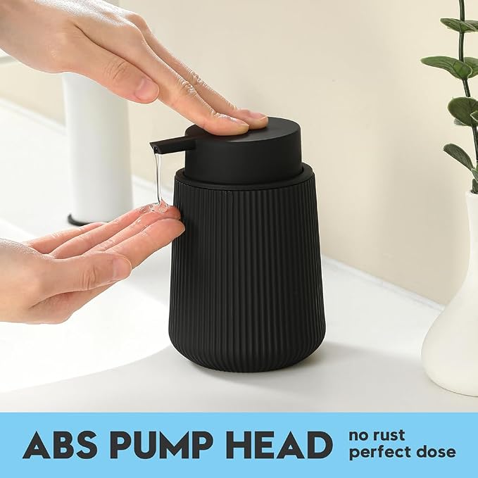 YAUKPH Striped Liquid Hand Soap Dispenser Black | - Image 2