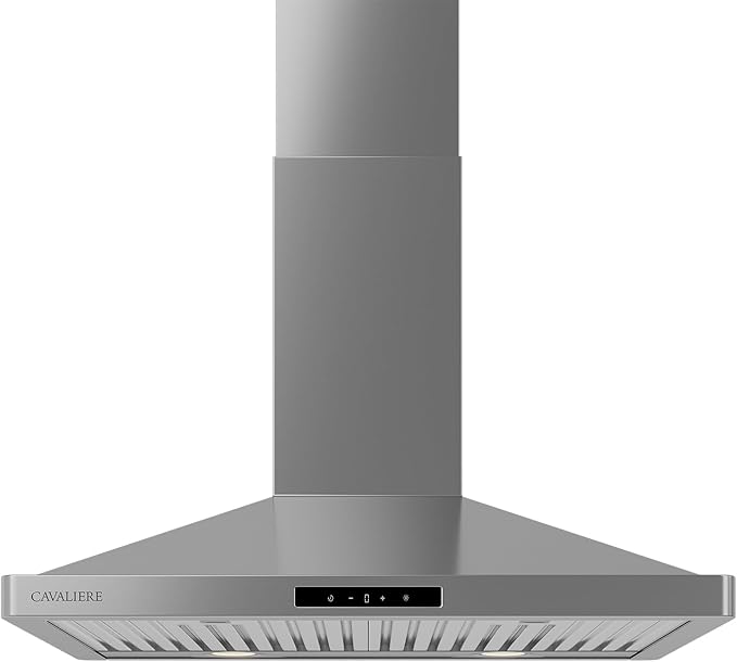 CAVALIERE Digital Wall Mount Range Hood 30 Inch, 3-Year Warranty, Value-Focused 400 CFM, Enhanced Stainless Steel Kitchen Exhaust Fan, LED Light, Baffle Filter, 3 Speed Fan, Touch Control