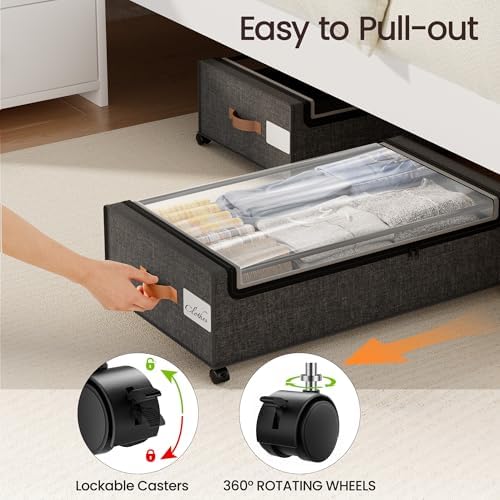 Yecaye 82L Under Bed Storage Containers, Fits 9.4" Under Bed, 2 Pack - Image 5