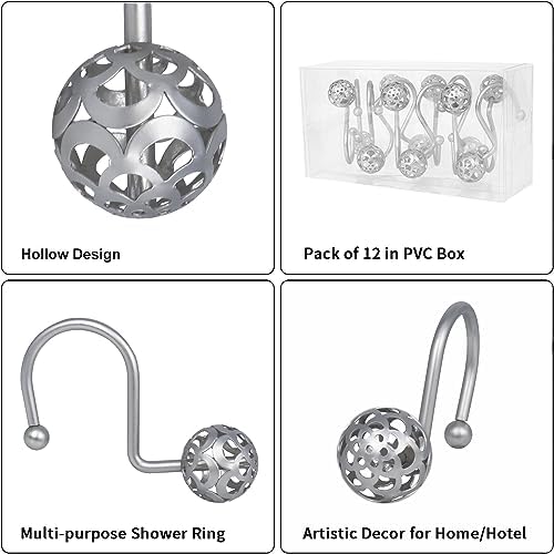 Gracelife 12Pcs Hollow Ball Shower Curtain Hooks Luxury Quality Rustproof - Image 2