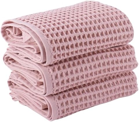 PÜSKÜL Natural 100% Turkish Cotton Waffle Hand and Kitchen Towels Set of 3 by P%C3%BCsk%C3%BClTextile