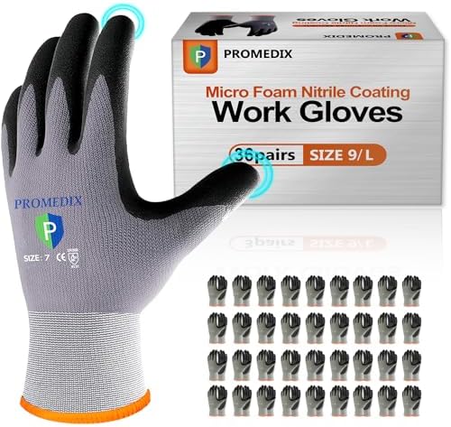 PROMEDIX P Nitrile Coated Work Gloves, MicroFoam Safety Work Gloves Men by PROMEDIXP