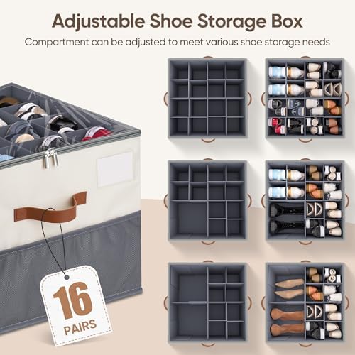 Shoe Organizer for Closet, Adjustable Storage Box Holds 32 Pairs - Image 3