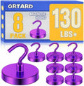 Grtard 8 Pcs Purple Magnetic Hooks Heavy Duty, 120 LBS Strong Magnet Hooks by Grtard