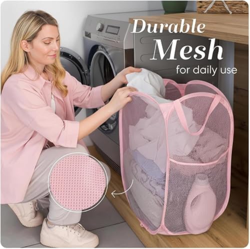 Handy Laundry Mesh Pop Up Hamper Foldable Collapsible Basket - Image 5